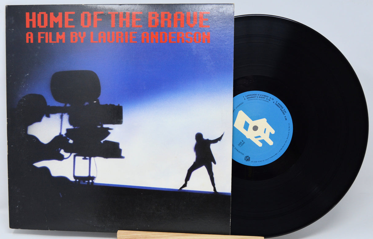 Vinyl record with cover titled 'Home of the Brave' by Laurie Anderson on a white background
