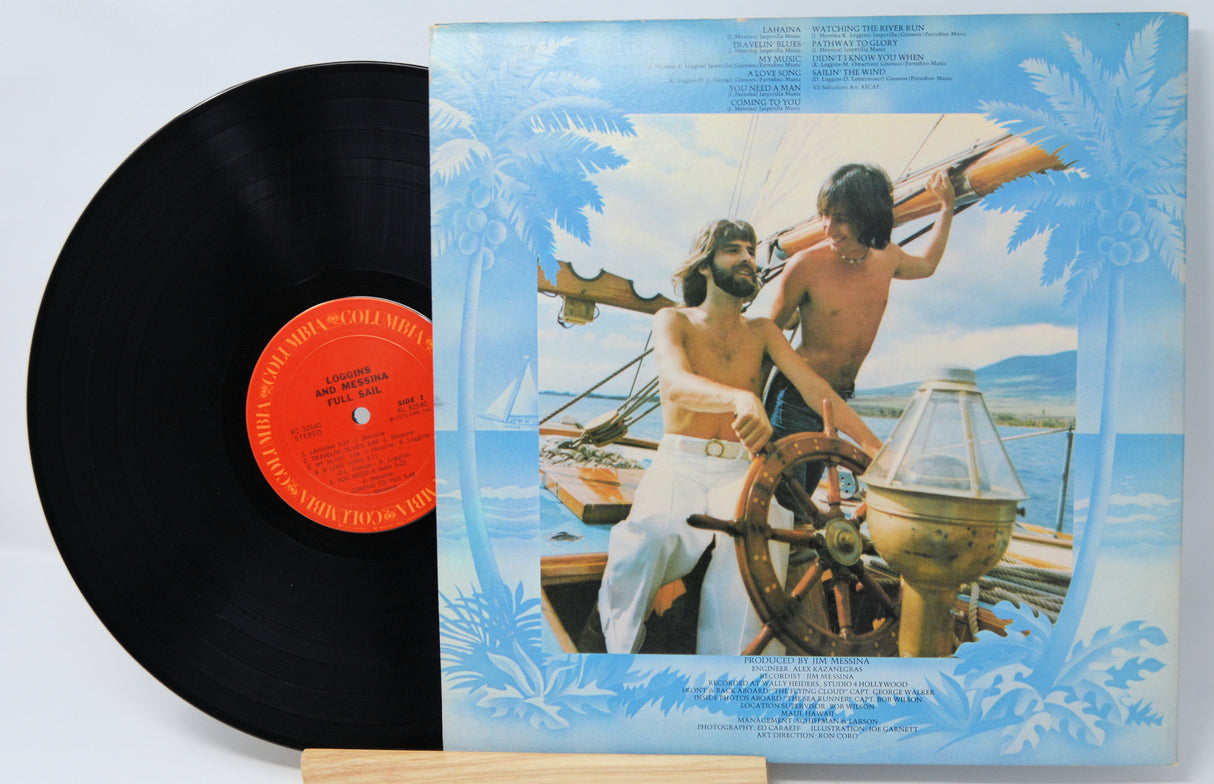 Vinyl record by Loggins and Messina titled Full Sail with a colorful cover featuring two people on a boat.
