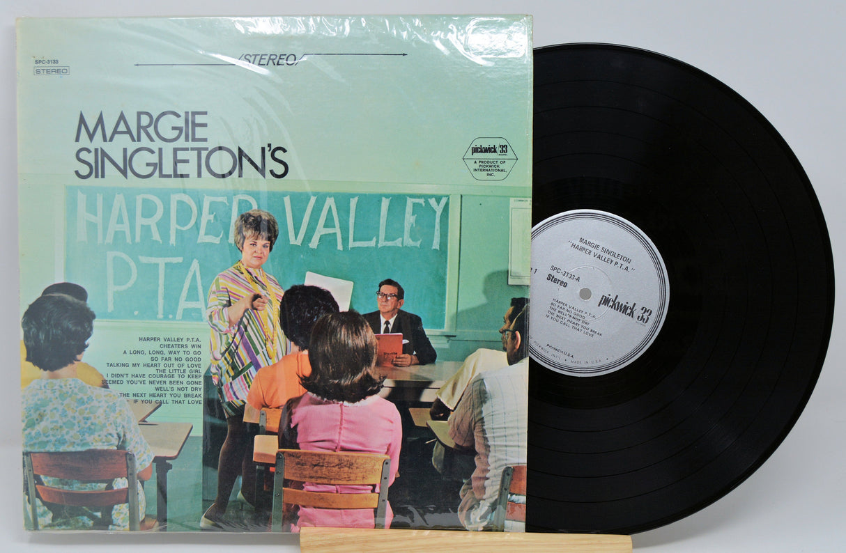 Front cover of Margie Singleton's Harper Valley P.T.A. vinyl, showing Margie in front of a class