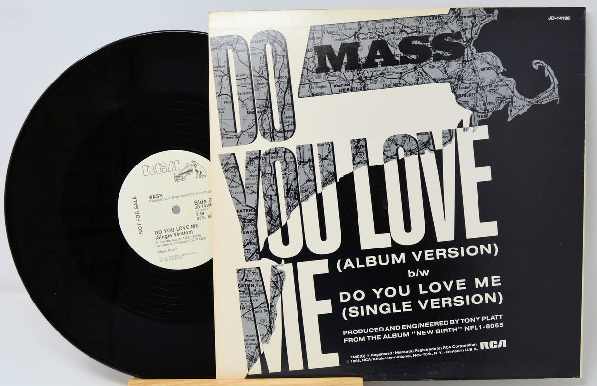 Vinyl record with 'Do You Love Me' album cover featuring text and graphics.