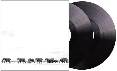 A double vinyl LP record with a black cover, featuring a gatefold jacket. The front cover has an image of elephants walking in a line.