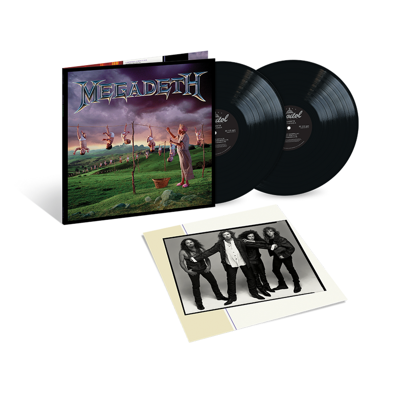 Vinyl album with cover and insert featuring Megadeth band members.