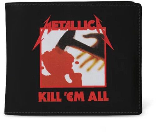Black wallet featuring Metallica Kill 'Em All album cover artwork with bold red and white design