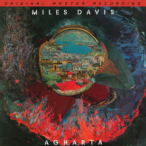 Album cover for 'Agharta' by Miles Davis with abstract design and text at the top.