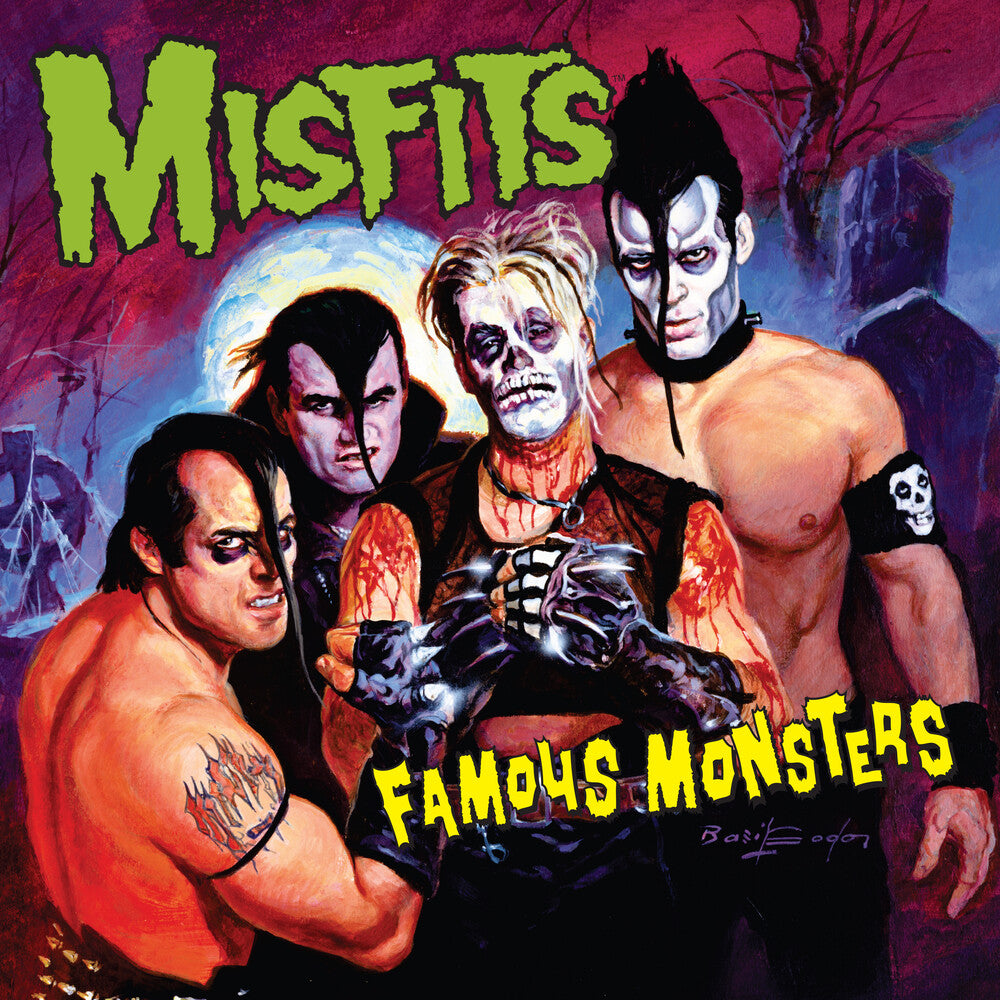 Album cover for 'Misfits Famous Monsters' with four characters in horror-themed makeup and costumes.