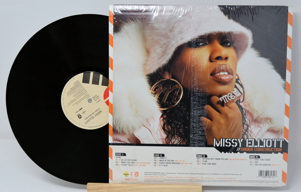 Missy Elliott Under Construction vinyl record with close-up album back cover art