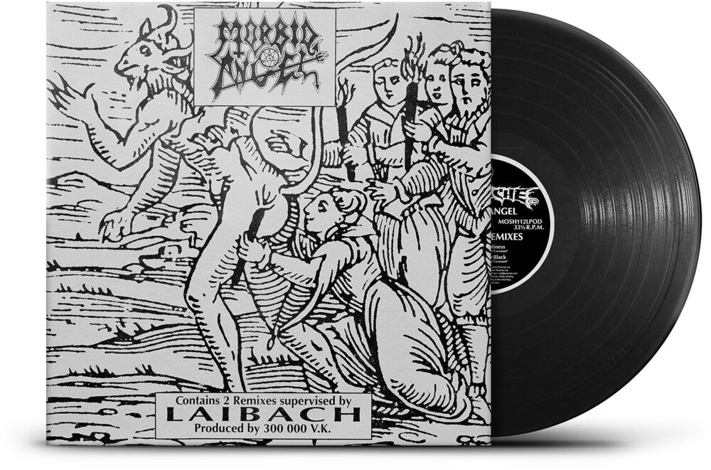 Vinyl record with a detailed cover featuring black and white illustrations and text.