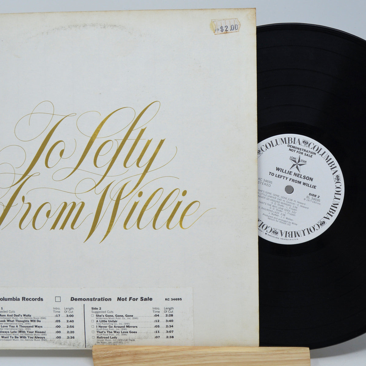 Willie Nelson - To Lefty From Willie, Vinyl Record Album LP, Promo