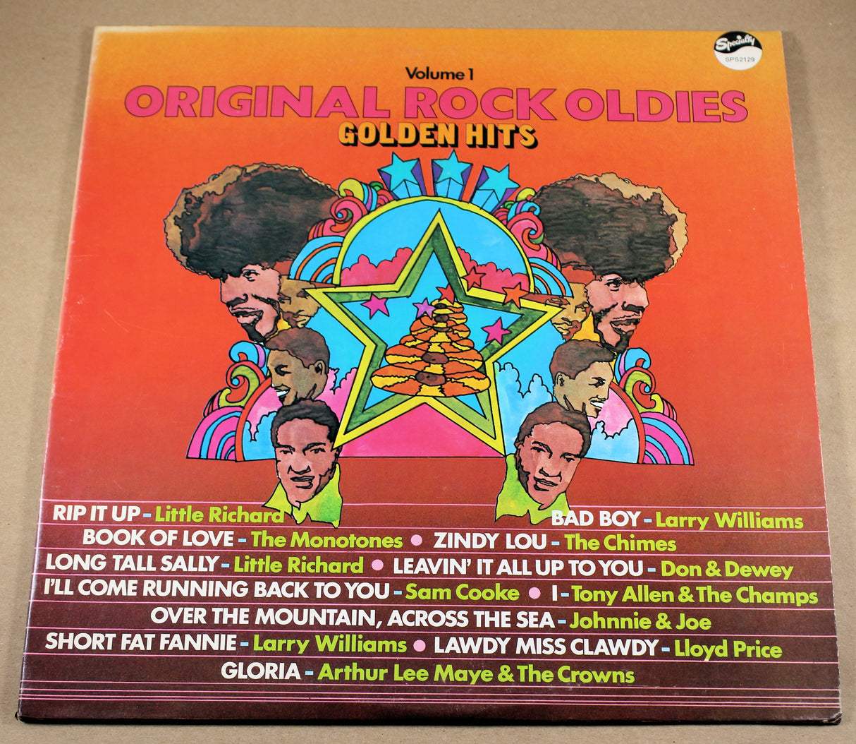Front cover of Original Rock Oldies Golden Hits Vol. 1 LP with colorful illustrated artwork