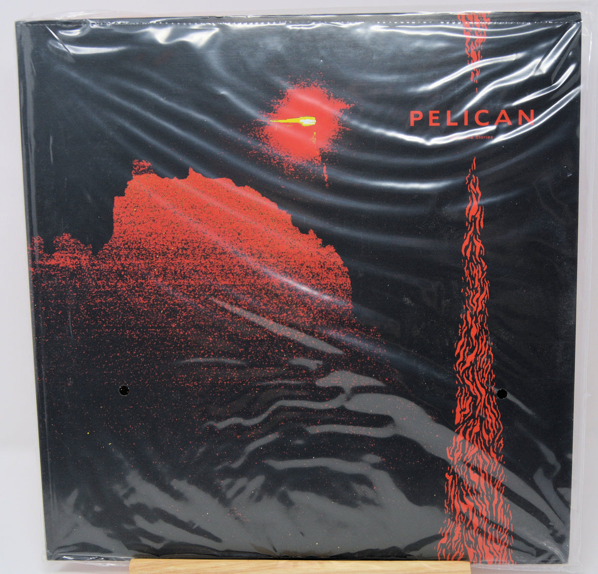 Front cover of Pelican Nighttime Stories vinyl LP with bold red and black design and band logo