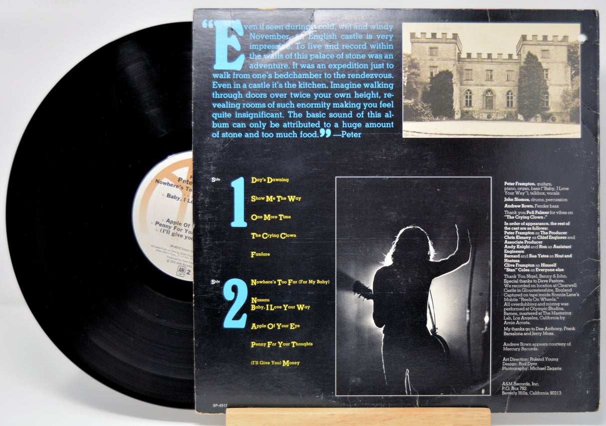 Vinyl record by Peter Frampton with a detailed cover featuring text and a silhouette of a person.