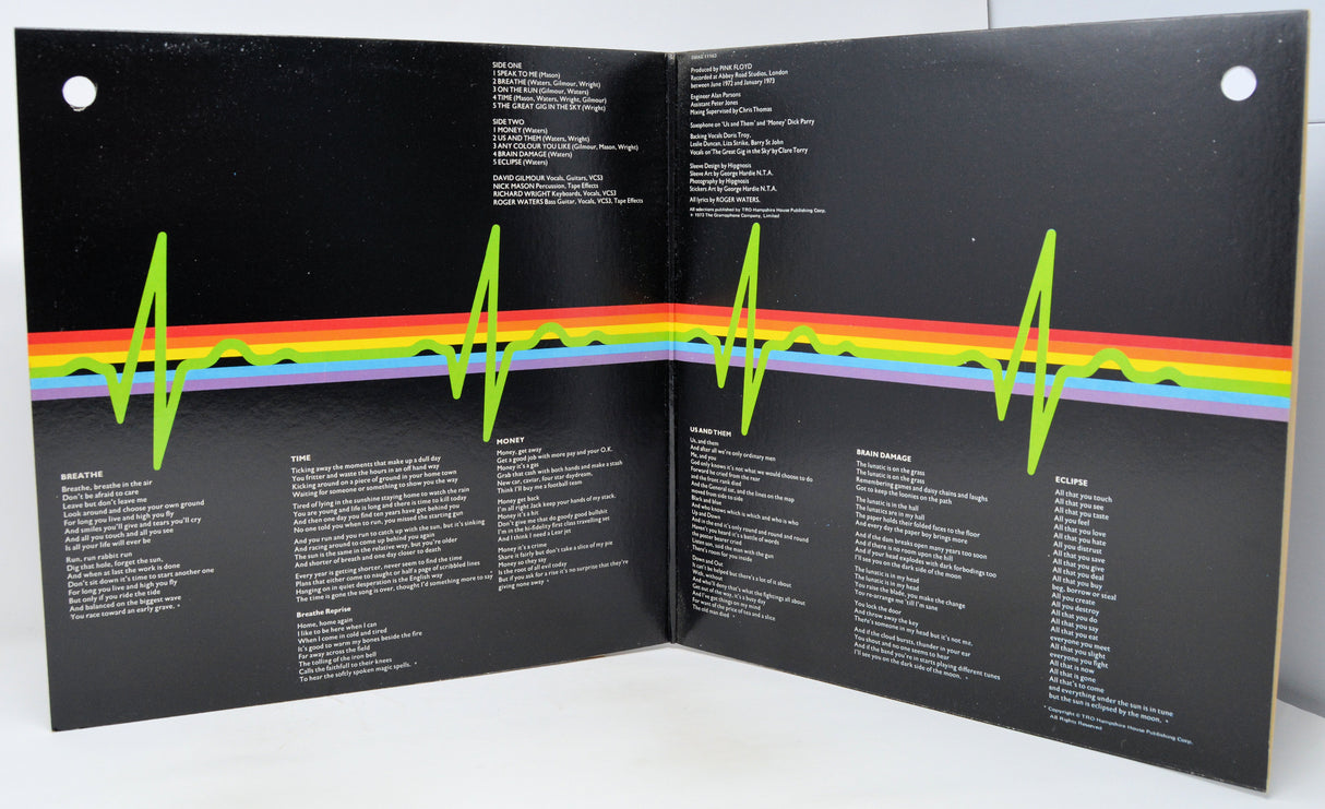 Album cover with a rainbow and heartbeat design on a black background