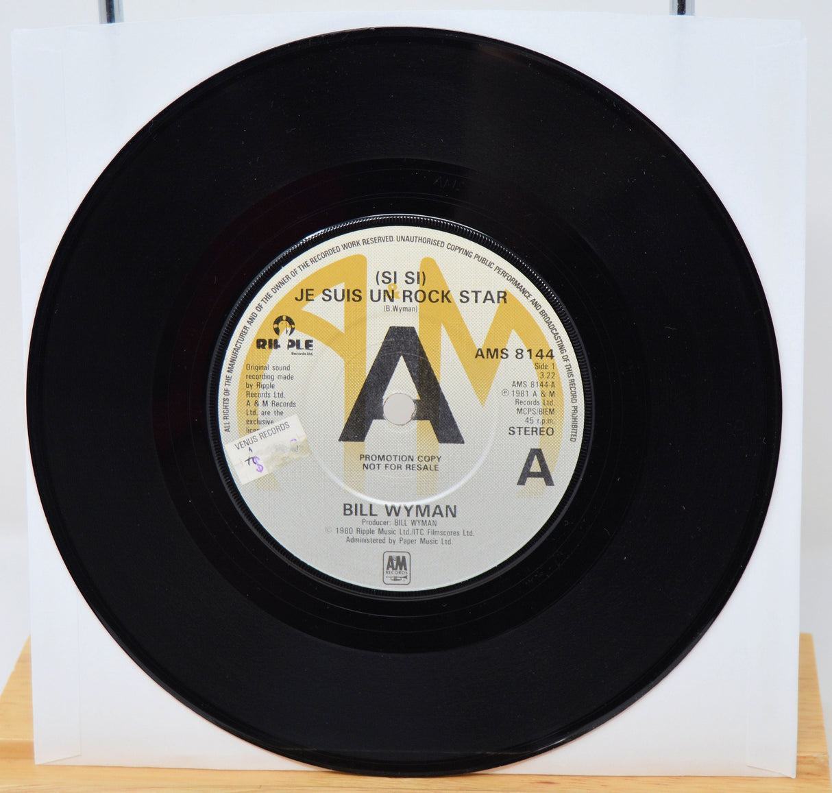 Bill Wyman (Si Si) Je Suis Un Rock Star promo 7-inch record AMS 8144