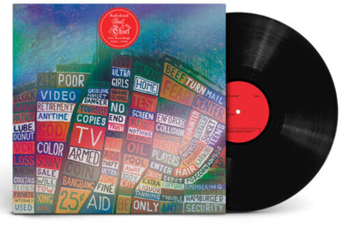 Radiohead Hail to the Thief vinyl record and album cover with vibrant, colorful artwork