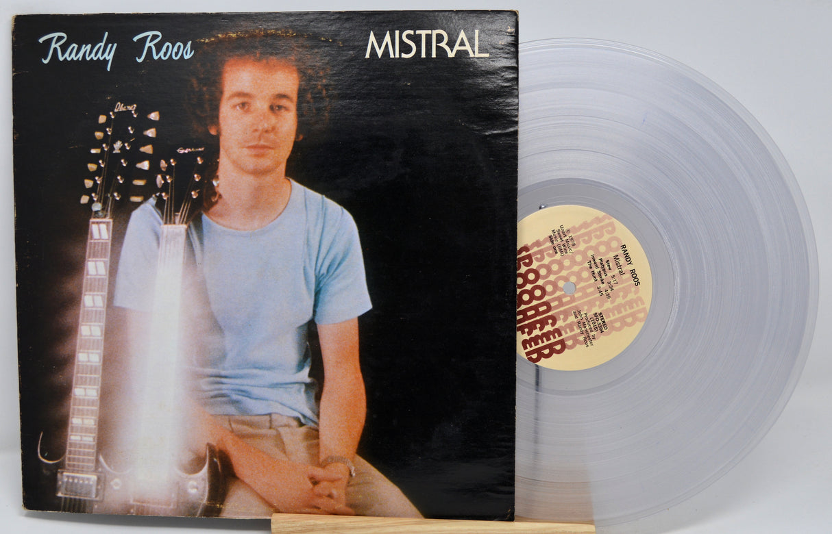 Randy Rosas - Mistral vinyl record LP with the album cover in front and a translucent clear vinyl record partially visible behind it.