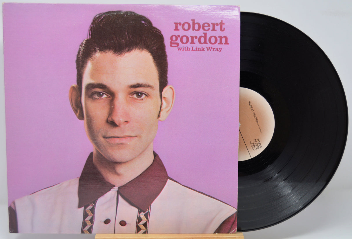 Robert Gordon With Link Wray Vinyl record with a cover featuring a portrait of a man on a purple background