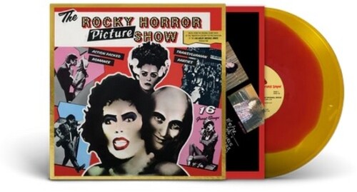 Limited edition Rocky Horror Picture Show soundtrack vinyl with vibrant red and yellow record and original cover art