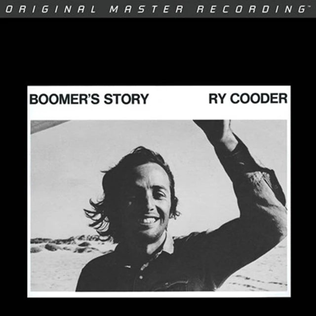 Album cover with a black and white photo of a person on a beach, featuring the text 'Boomer's Story' and 'Ry Cooder'.