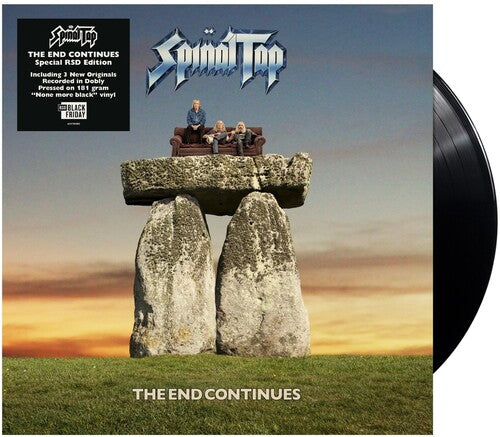 Spinal Tap The End Continues vinyl record with band sitting atop Stonehenge inspired cover art
