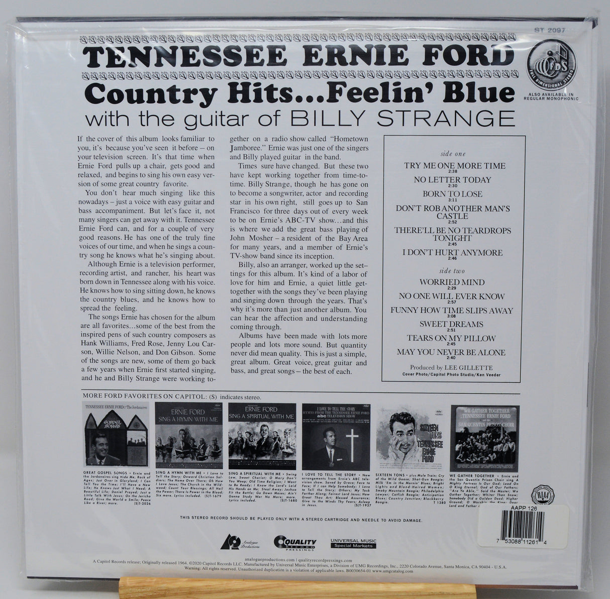The back cover of a Tennessee Ernie Ford 'Country Hits.