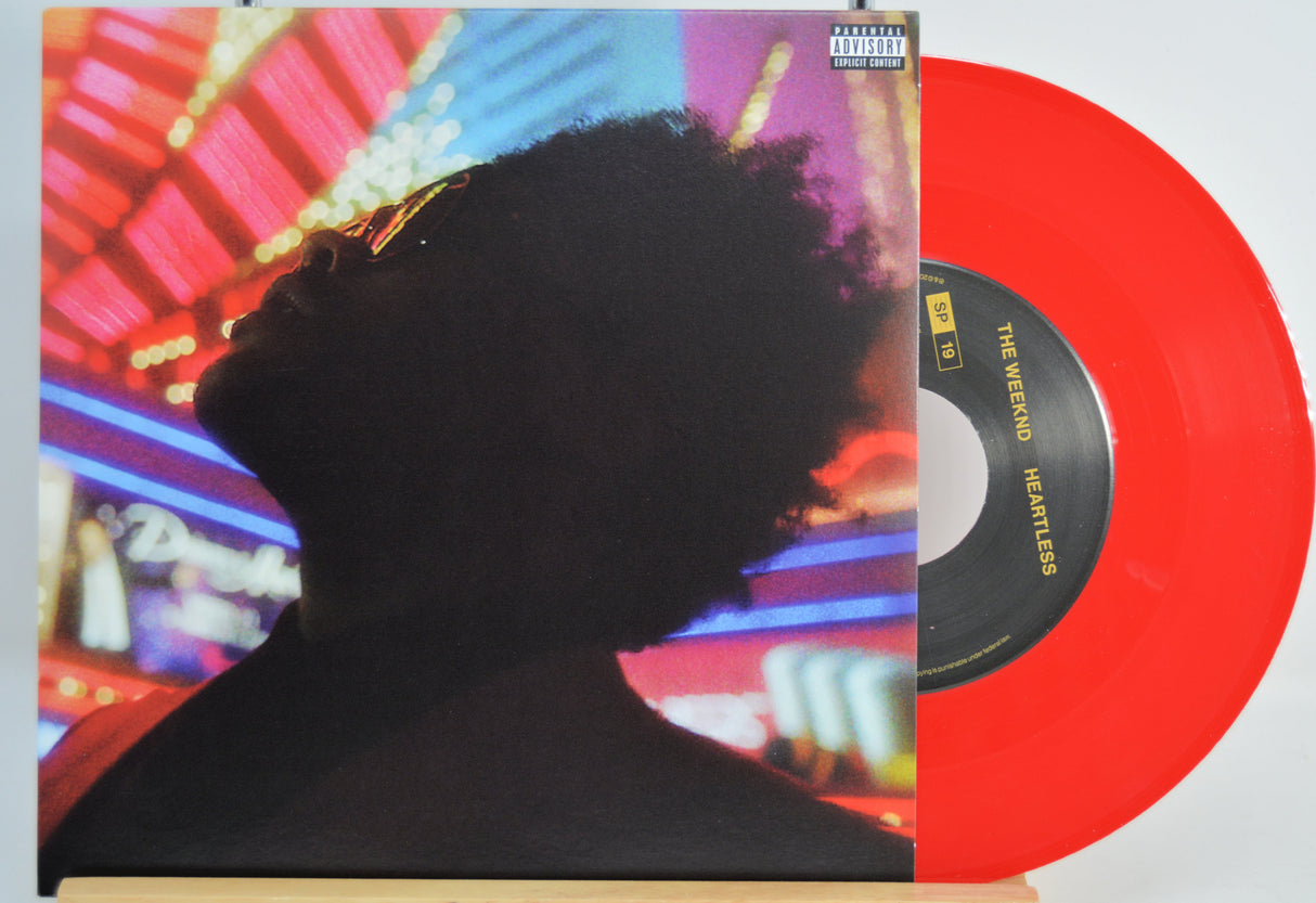 The Weeknd, Heartless 7 Inch Vinyl record with a colorful cover featuring a silhouette and red disc Second variant in the set