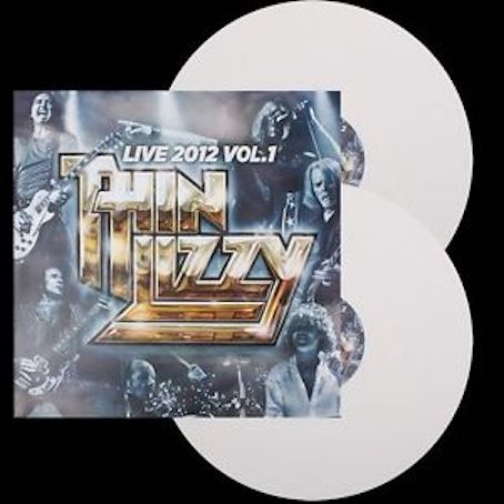 Vinyl record with 'Thin Lizzy' album cover featuring band members and 'Live 2012 Vol. 1' text.