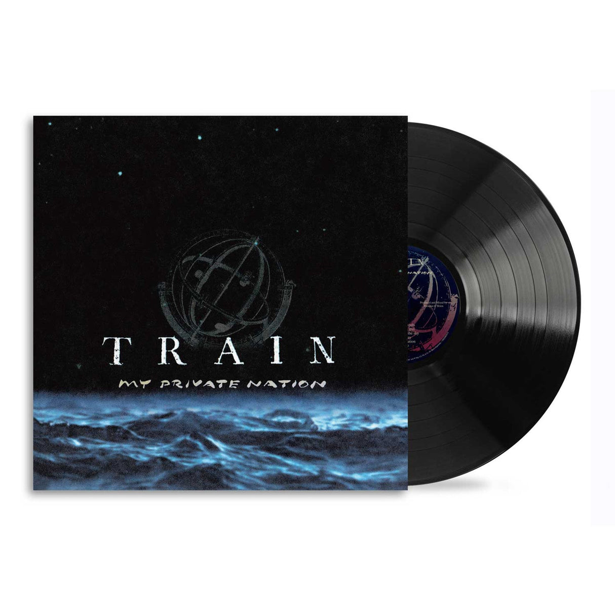Train My Private Nation vinyl record with album cover featuring celestial and ocean imagery