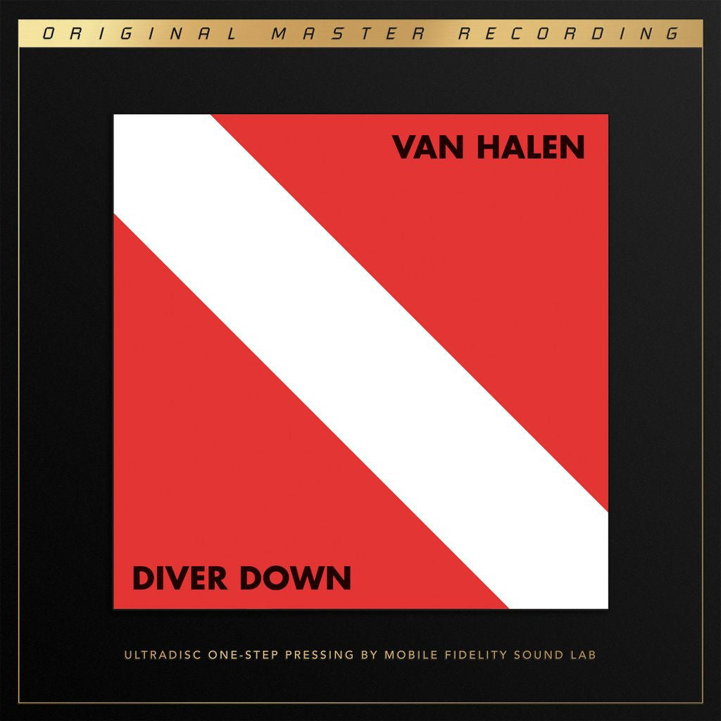Van Halen Diver Down album cover with red and white diagonal design, Original Master Recording edition