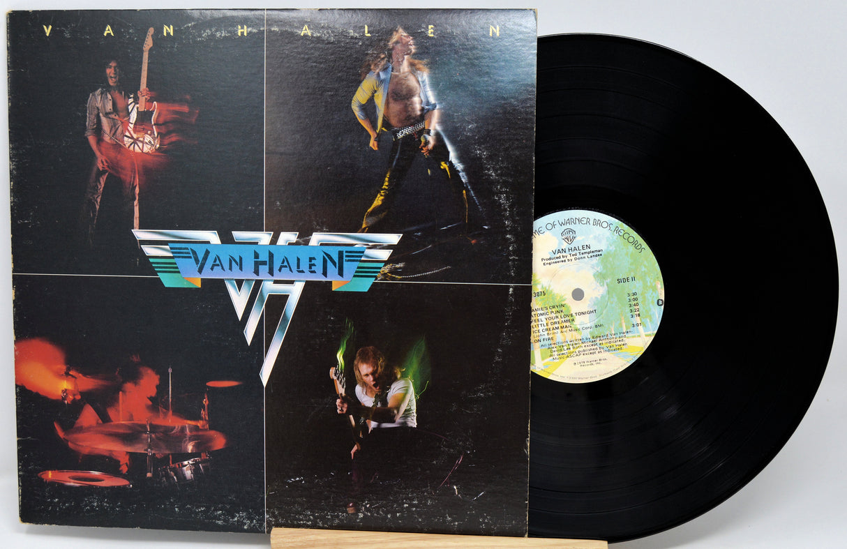 Van Halen album cover with vinyl record on a white background