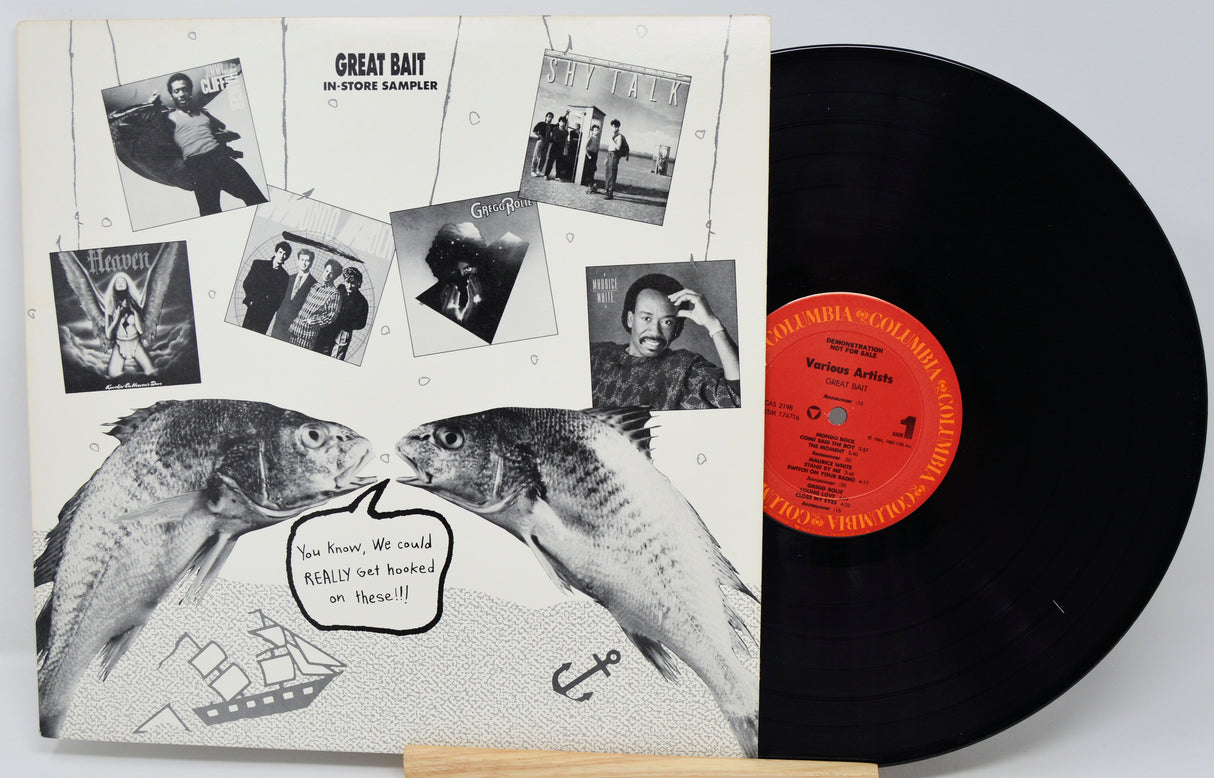 Vinyl record with a collage-style cover featuring black and white images and text.