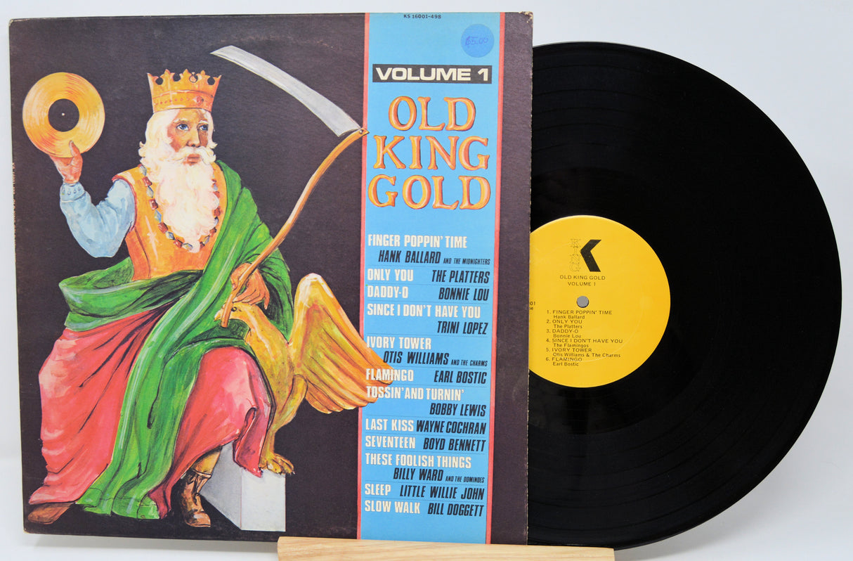 Vinyl record with cover featuring an illustration of an old king and text 'Old King Gold'.