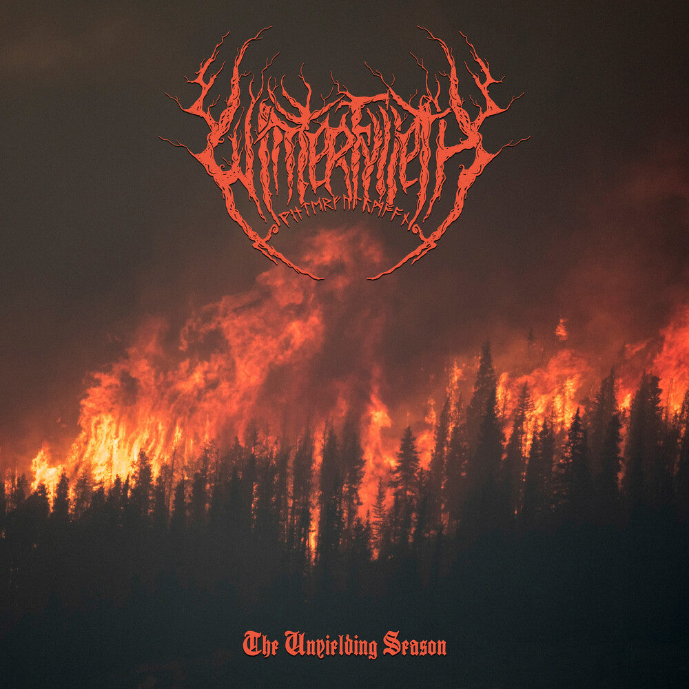 Album cover with a fiery landscape and band logo, featuring the text 'Winterfylleth' and 'The Unyielding Season'.
