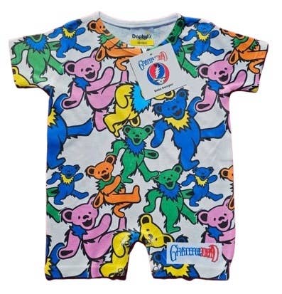 Grateful Dead Swirling Dancing Bears Onesie Romper