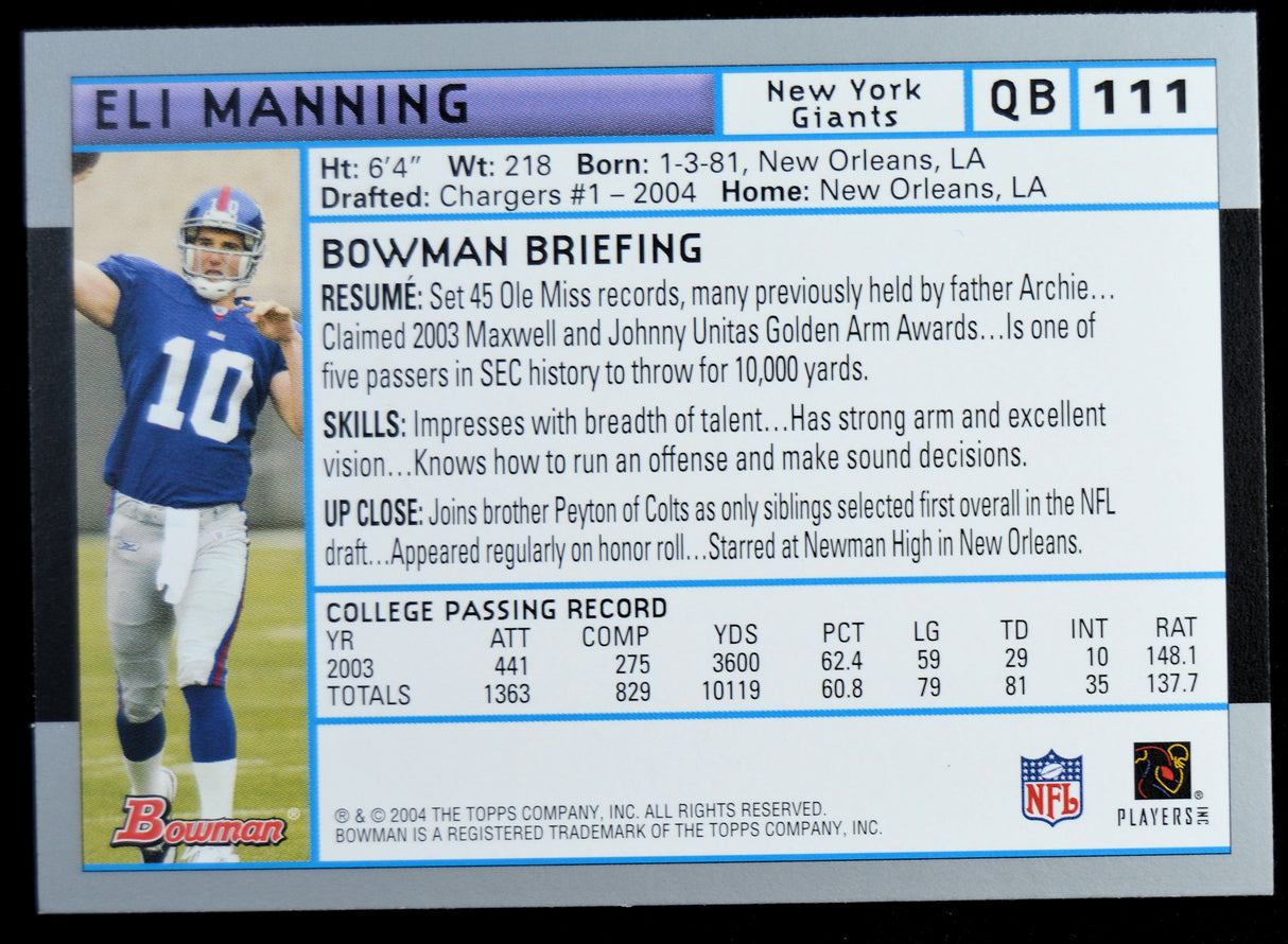 Manning, Eli - 2004 Bowman RC