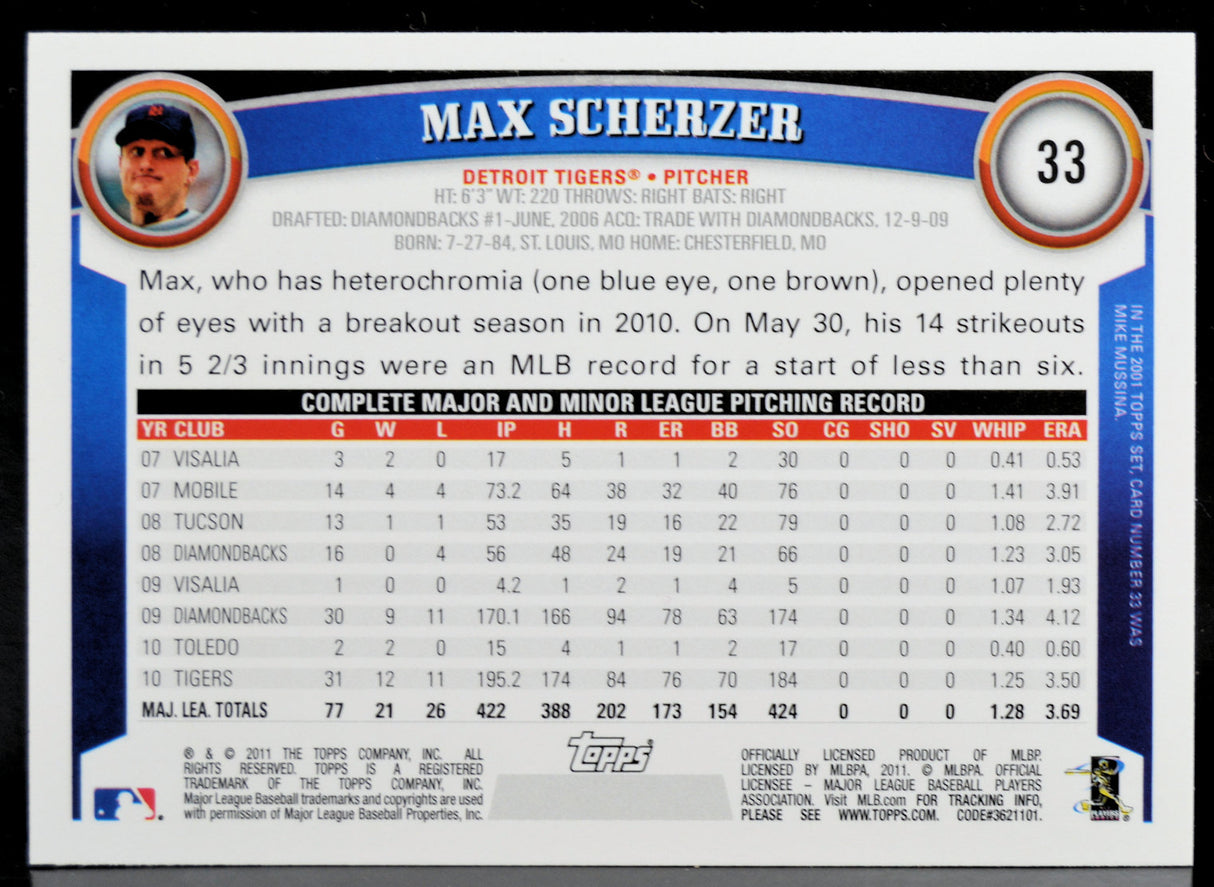 Scherzer, Max - 2011 Topps Diamond