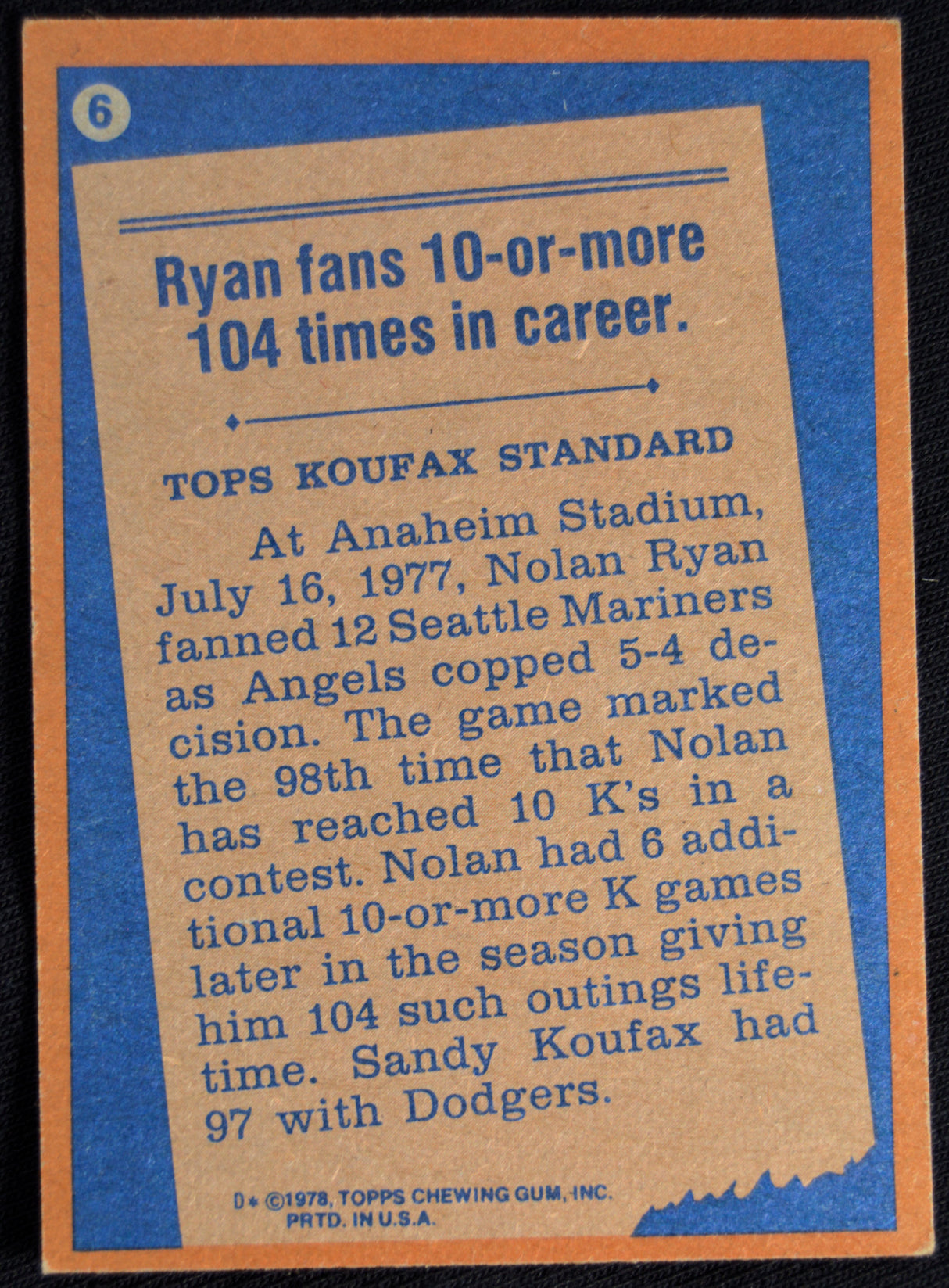 Ryan, Nolan - 1978 Topps 6