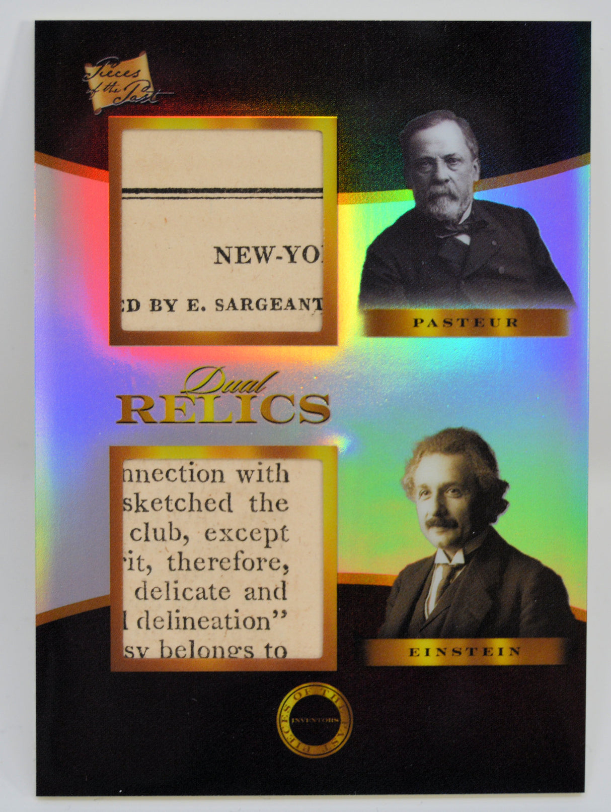 A. Einstein & L. Pasteur - Dual Relic Card, Keepsake Pieces of the Past Inventors