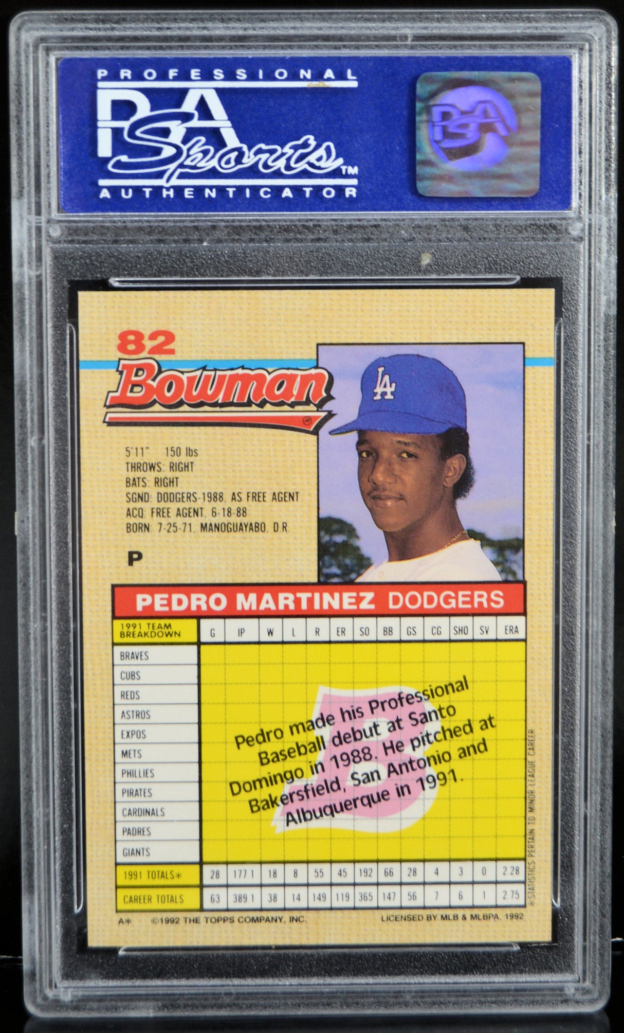 Martinez, Pedro - 1992 Bowman PSA