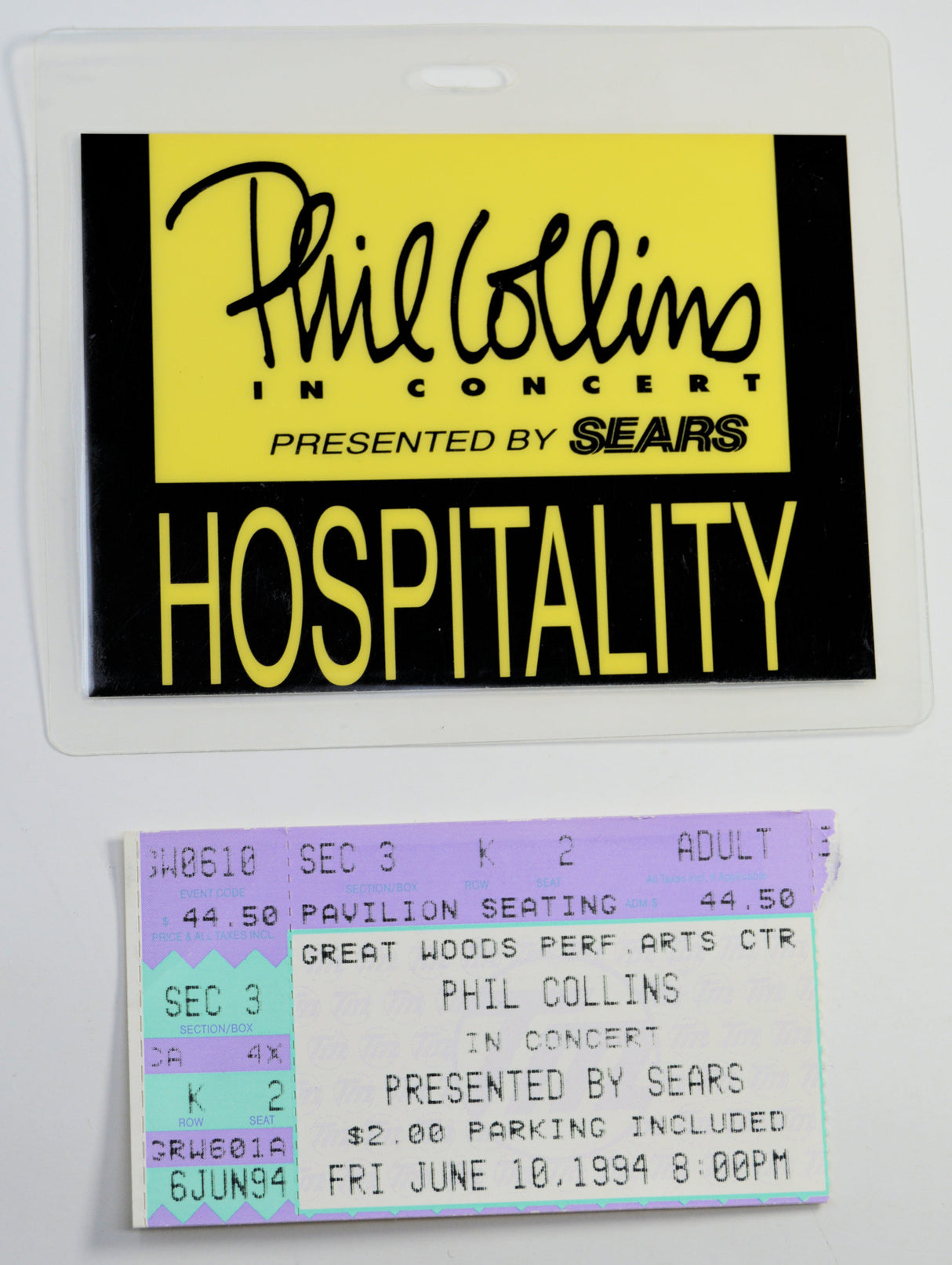 Collins, Phill - 1994 Laminated Pass & Stub