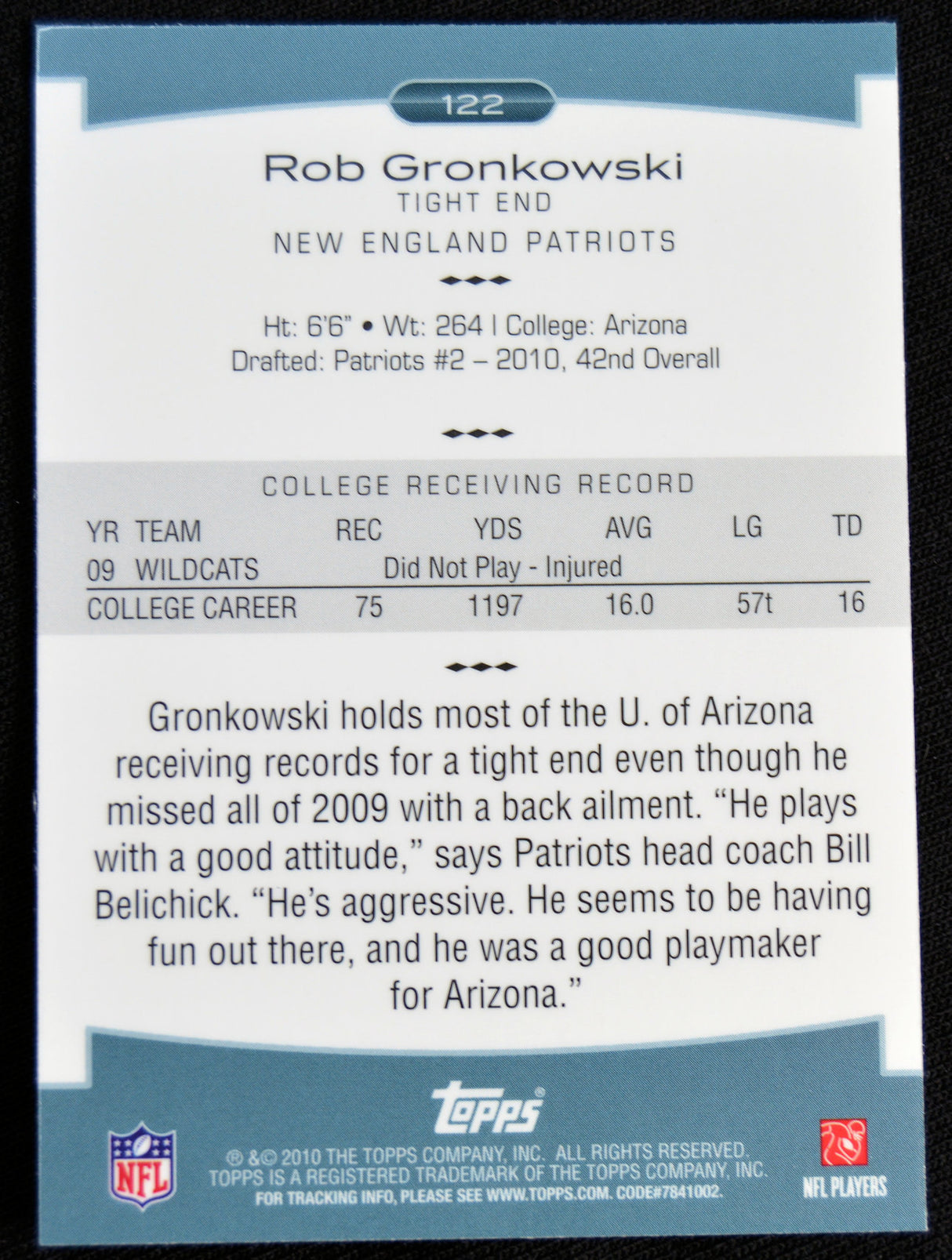 Gronkowski, Rob - 2010 Topps Platinum RC
