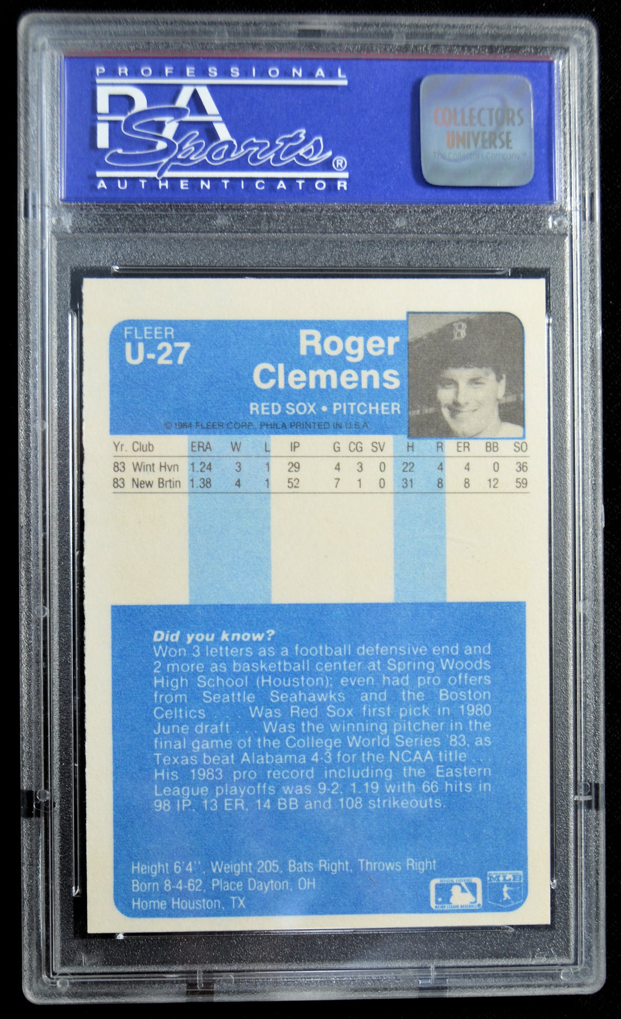 Clemens, Roger - 1984 Fleer Update