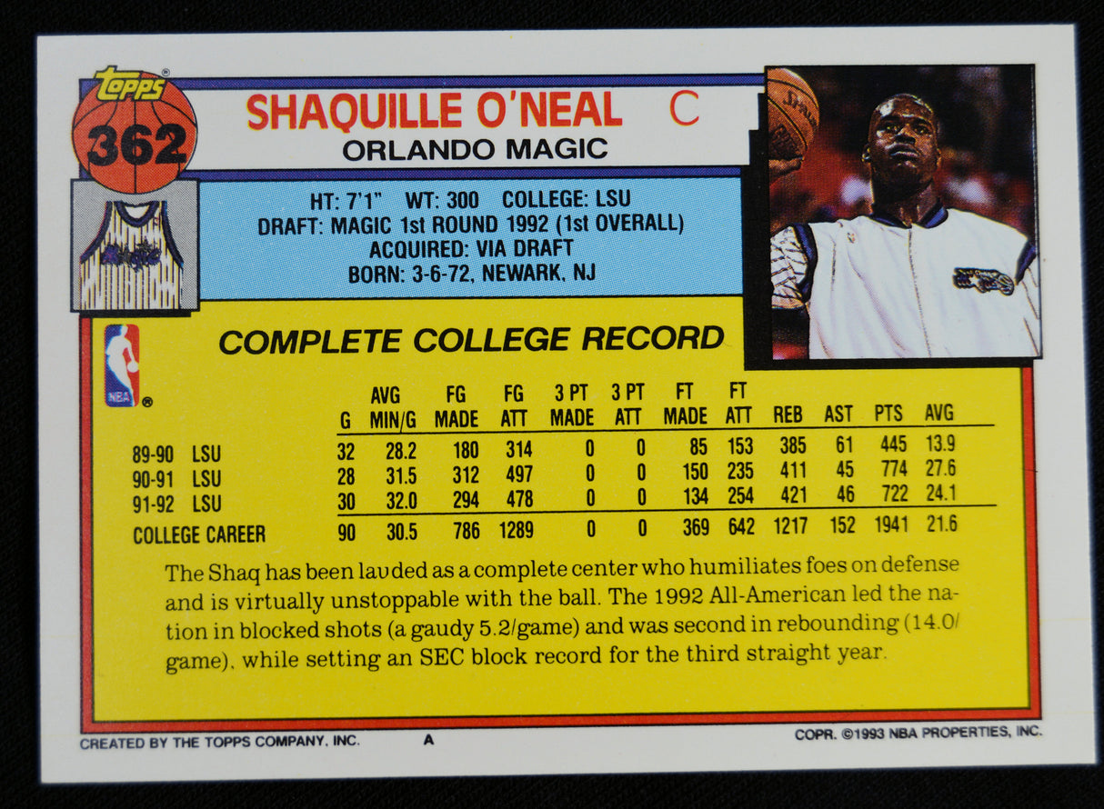 O'Neal, Shaquille - 1992-93 Topps RC