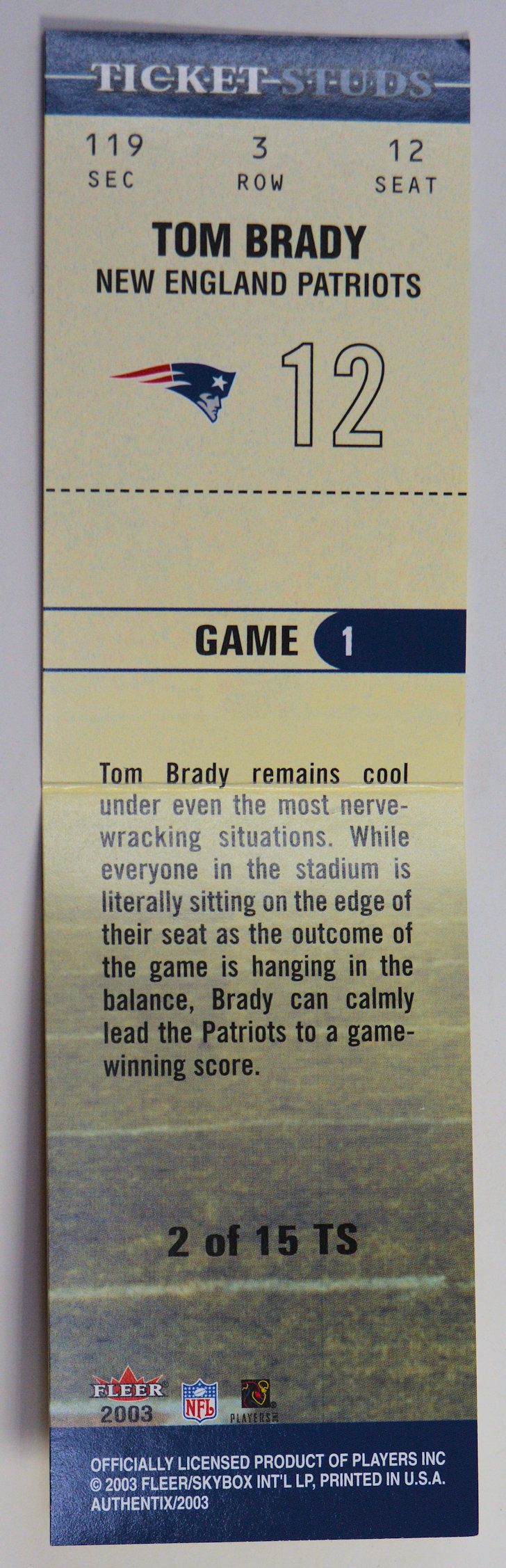 Brady, Tom - 2003 Fleer Authentix