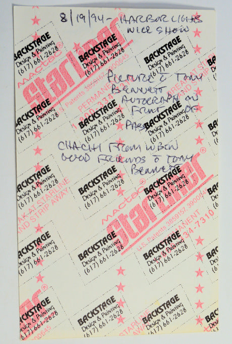 Bennett, Tony - Signed Backstage Pass