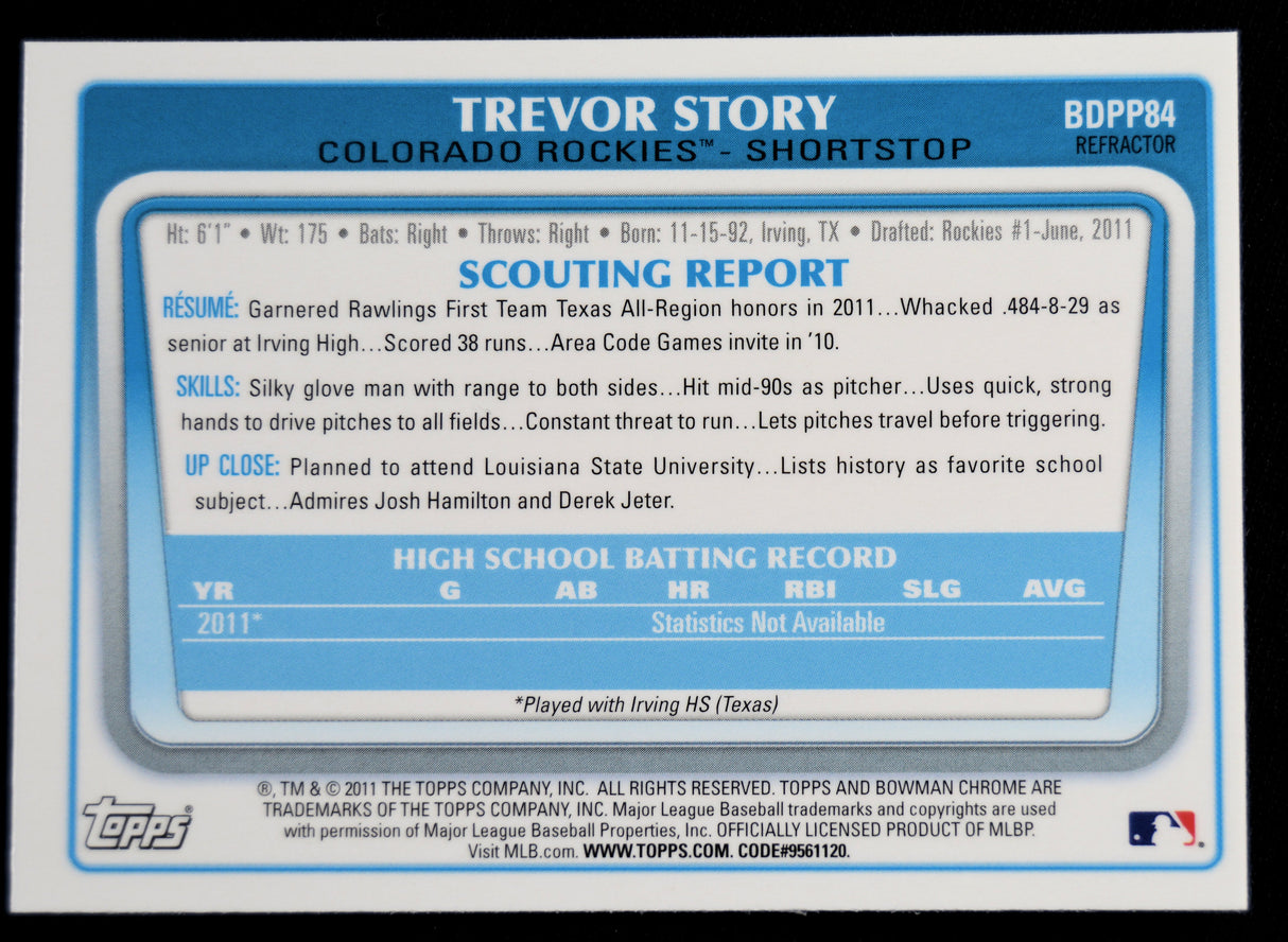 Story, Trevor - 2011 Bowman Refractor RC