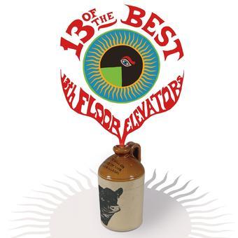 A vinyl record titled '13 Of The Best' by The 13th Floor Elevators with a graphic of an elevator and the number 13 on the label.