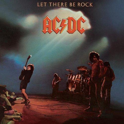 Album cover for AC/DC - Let There Be Rock featuring a live performance scene with the band on stage and an audience in the background.