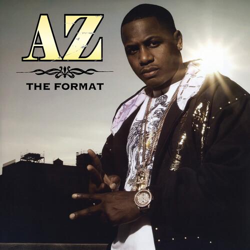 A vinyl record cover featuring the artist name AZ and the title 'The Format'. The cover shows a close-up portrait of a male rapper with a casual outfit and a watch.