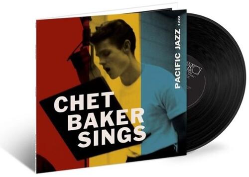 Vinyl record with cover featuring 'Chet Baker Sings' on a white background