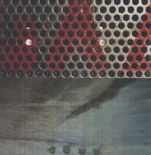A promotional image featuring the text 'Fugazi - Red Medicine' and the band's logo, against a background suggesting a textured, industrial texture, possibly representing the album's artwork.
